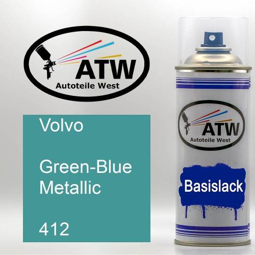 Volvo, Green-Blue Metallic, 412: 400ml Sprühdose, von ATW Autoteile West.